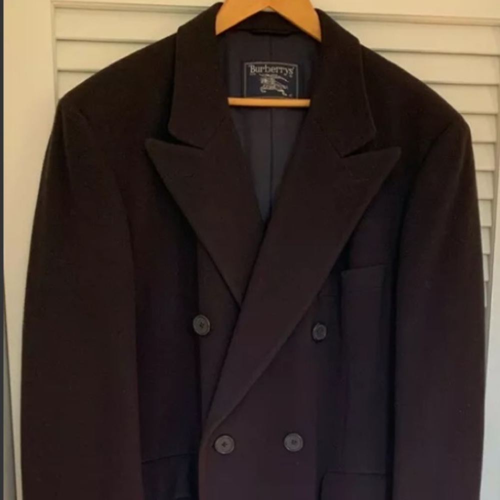BURBERRY LONDON MENS CASHMERE WOOL PEACOAT JACKET COAT SZ US 40